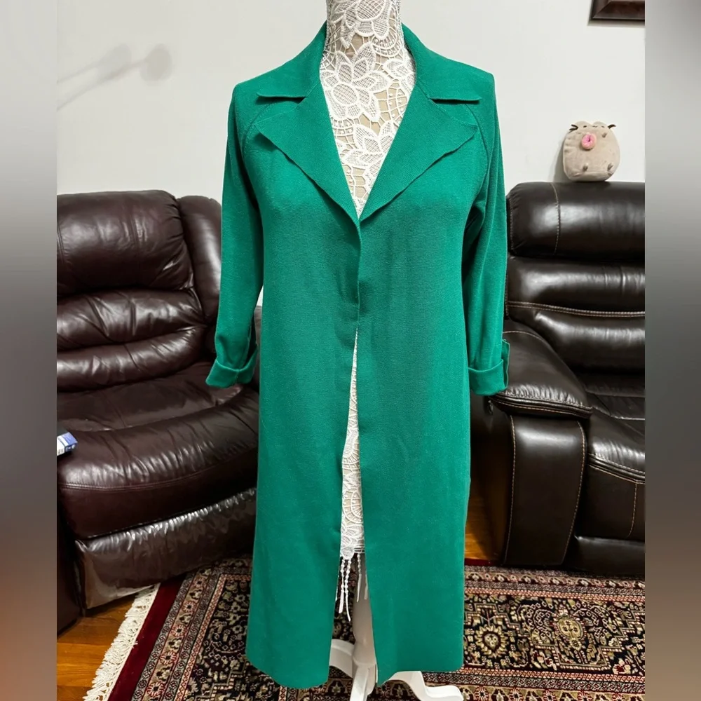 Ann Taylor cotton blend duster, vibrant green, new w tags. Size xs. - Picture 2 of 7